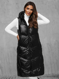 Стьобаний жіночий жилет чорний OZONEE JS/5M3183/392