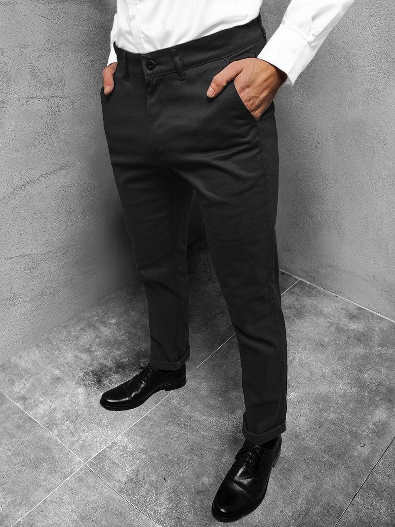 Spodnie chinosy męskie czarne OZONEE R/9073