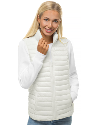 Kamizelka damska pikowana ecru OZONEE JS/20314