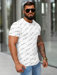 T-shirt męski slim fit biały OZONEE O/QQ1323