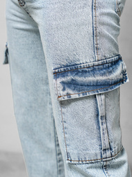 Spodnie jeansowe męskie wide leg jasno-niebieskie OZONEE DO/4001