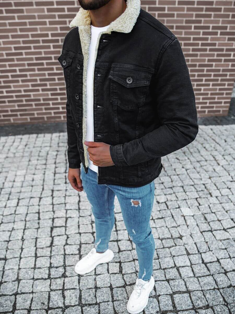 Kurtka męska jeans czarna OZONEE BN/7268