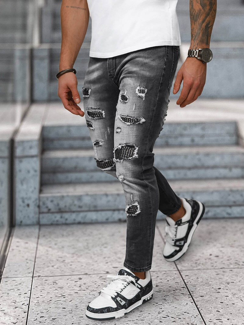 Spodnie jeansowe męskie slim fit czarne OZONEE NB/MP0152N