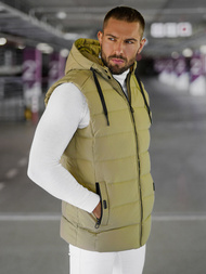 Kamizelka męska pikowana z kapturem beżowa OZONEE JS/57M7507/62Z