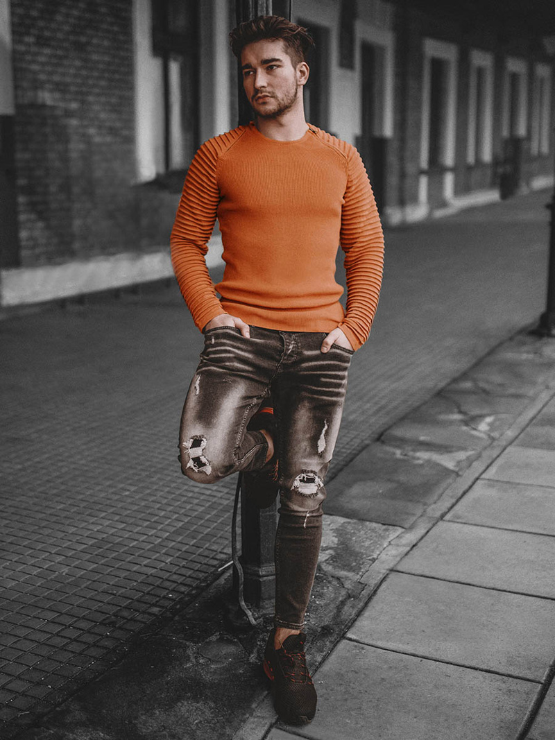 Spodnie męskie jeans czarne OZONEE O/B5678/1