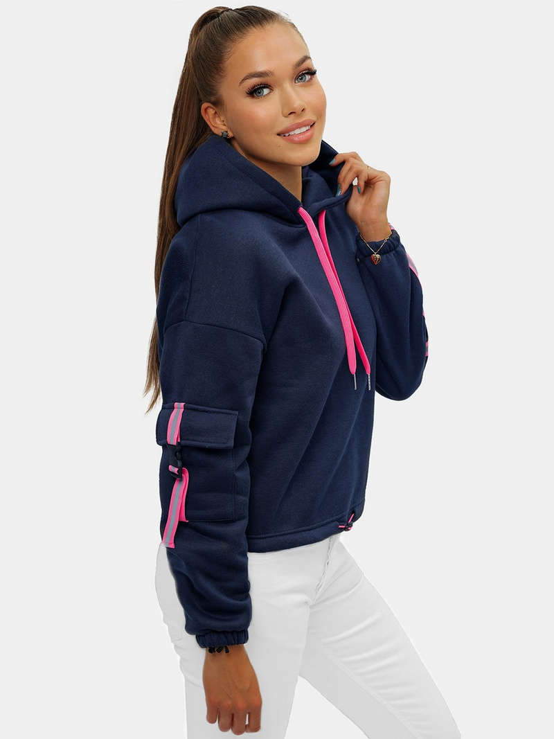 Bluza z kapturem damska granatowa OZONEE JS/B26031Z