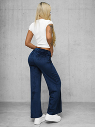 Spodnie damskie welurowe z szeroką nogawką granatowe OZONEE JS/92K531/66