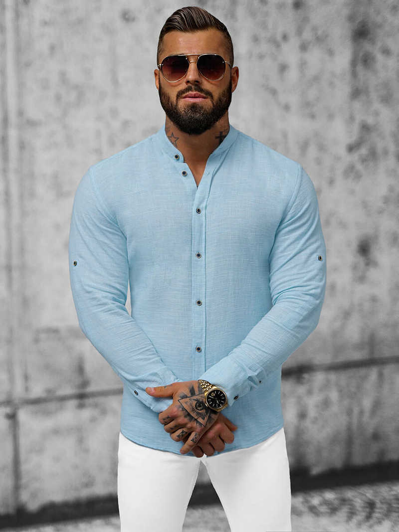 Класична сорочка чоловіча Яскраво-cиня OZONEE O/V30