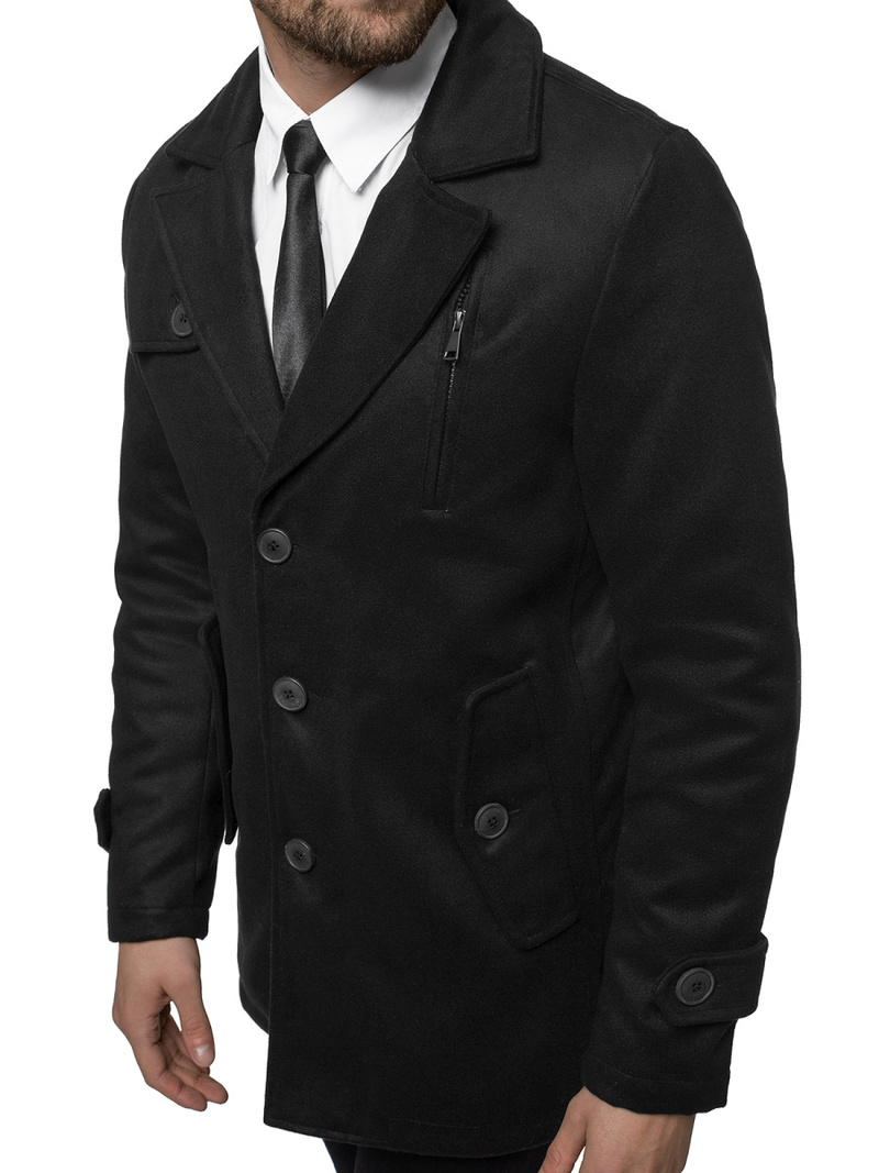 Płaszcz męski czarny OZONEE JS/79M3127