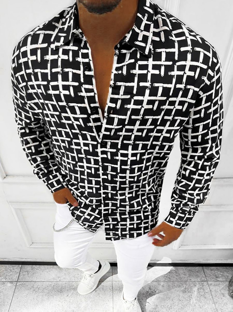 Сорочка чоловіча Чорно-Бiла OZONEE E/9000/2