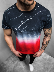 T-Shirt męski granatowo-czerwony OZONEE JS/SS11119Z