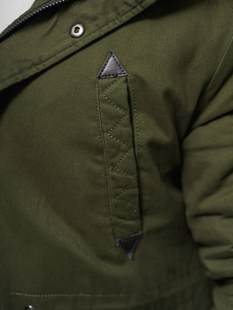 Kurtka zimowa męska parka z futerkiem khaki OZONEE JD/392Z