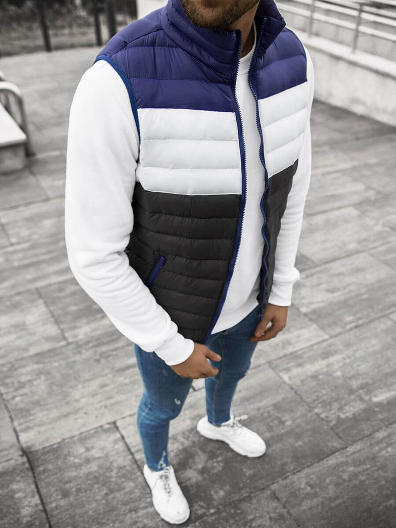 Kamizelka męska pikowana granatowo-czarna OZONEE JS/M13076/392BZ