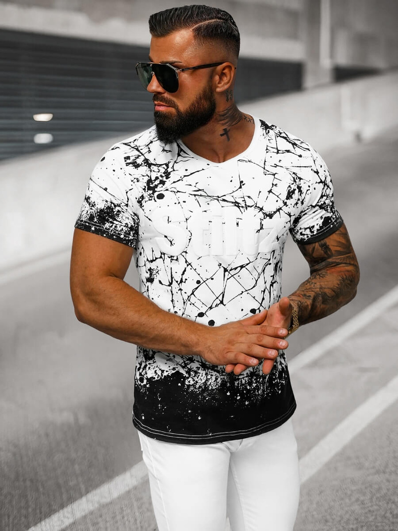 T-shirt męski biały OZONEE JS/S019/1Z