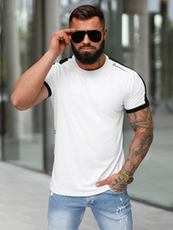 T-shirt męski slim fit biały OZONEE O/QQ1196