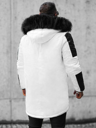 Kurtka zimowa męska parka z futerkiem biało-czarna OZONEE O/5832/22Z