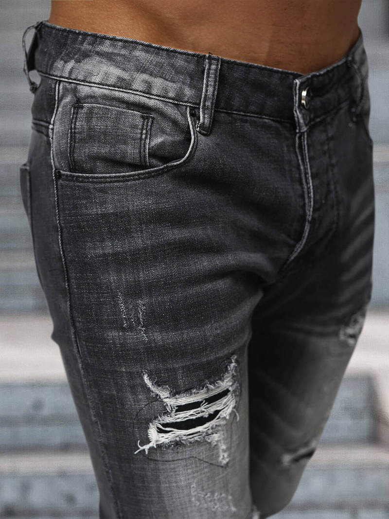 Spodnie jeansowe męskie slim fit czarne OZONEE NB/MP0075N