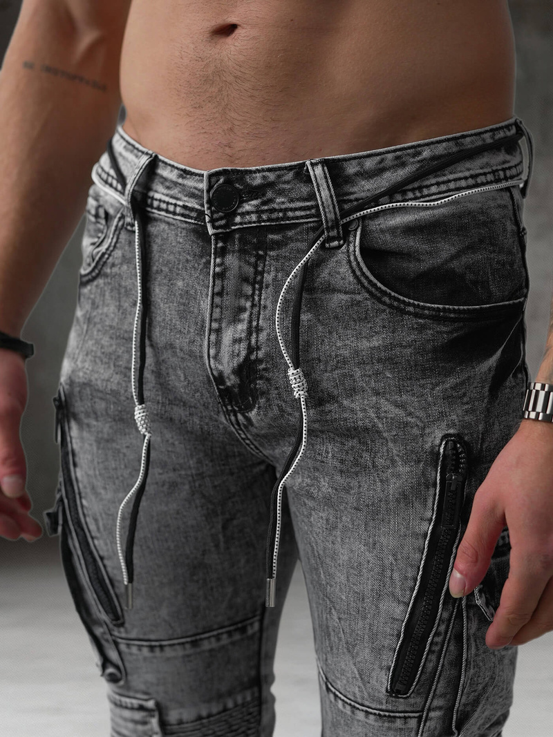 Spodnie jeansowe męskie slim fit grafitowe OZONEE O/E10017