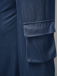 Spodnie damskie z szeroką nogawką ciemno-niebieskie OZONEE O/HGM6610