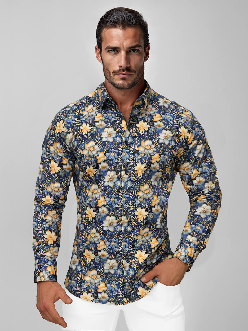 Cорочка чоловіча Темно-Синя OZONEE O/V151