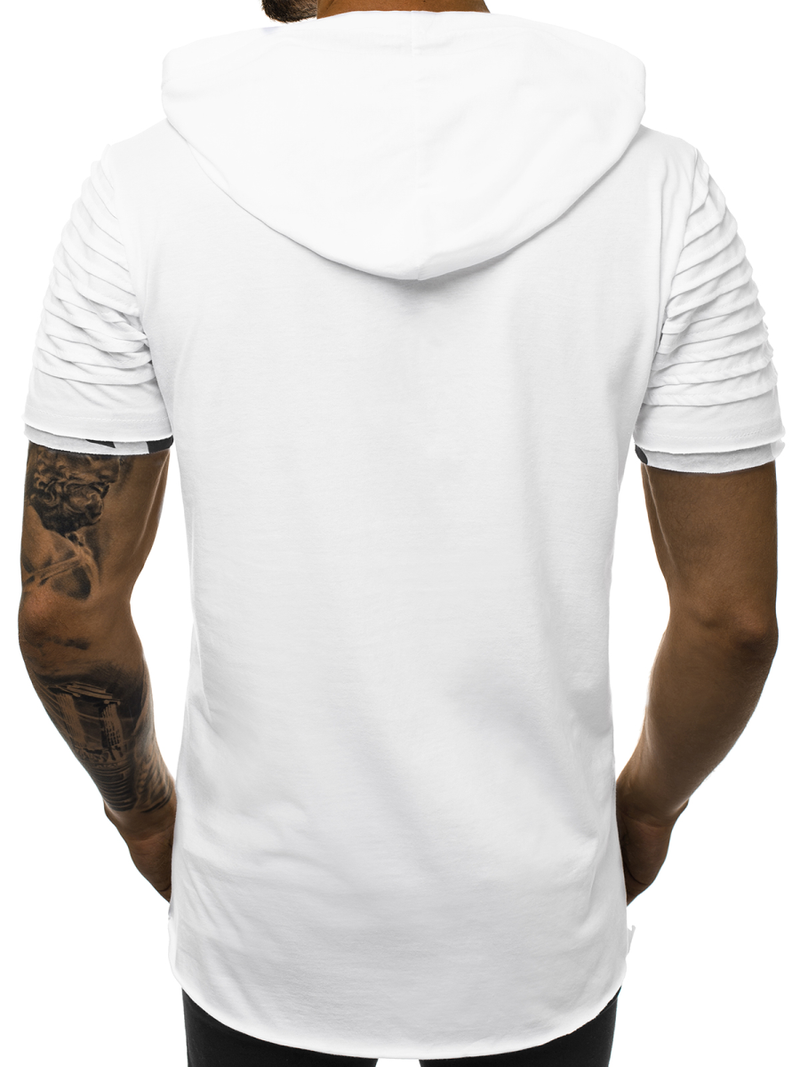 T-Shirt z kapturem męski biały OZONEE O/1187XZ