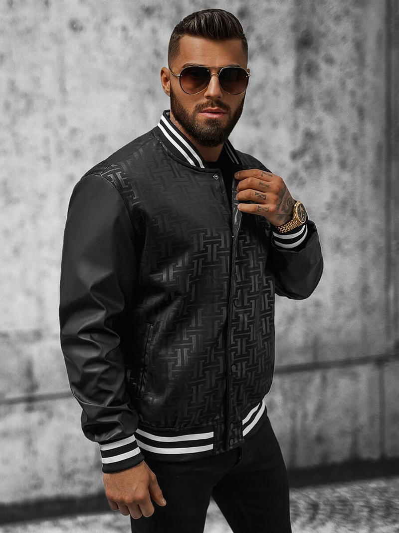 Kurtka przejściowa męska bomberka czarna OZONEE O/3A172