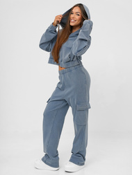 Komplet dresowy damski dwuczęściowy niebieski OZONEE JS/M60051AB