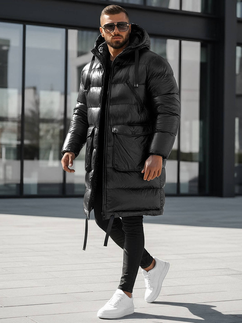 Kurtka zimowa męska długa czarna OZONEE O/M3205Z