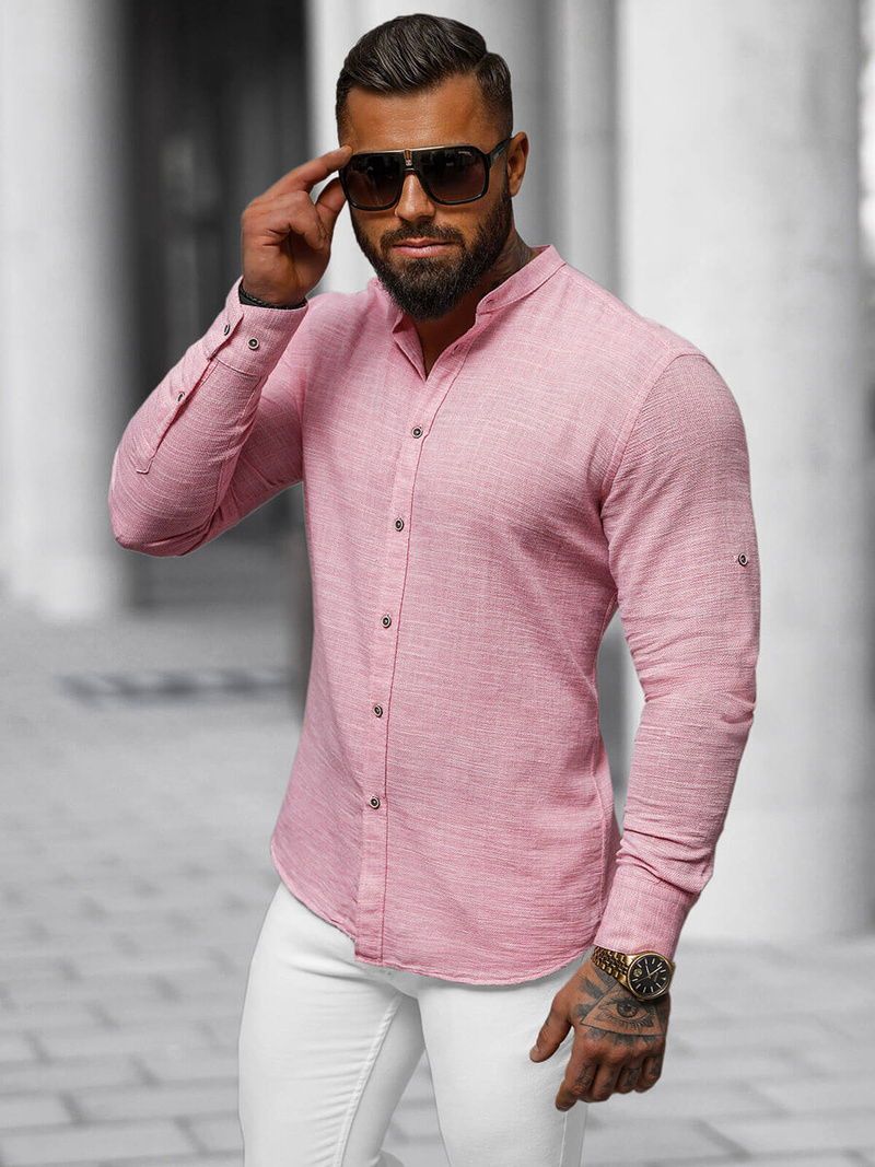 Koszula męska różowa OZONEE O/V81