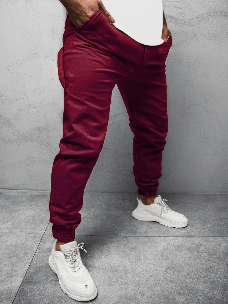 Spodnie męskie chino joggery bordowe OZONEE C/109