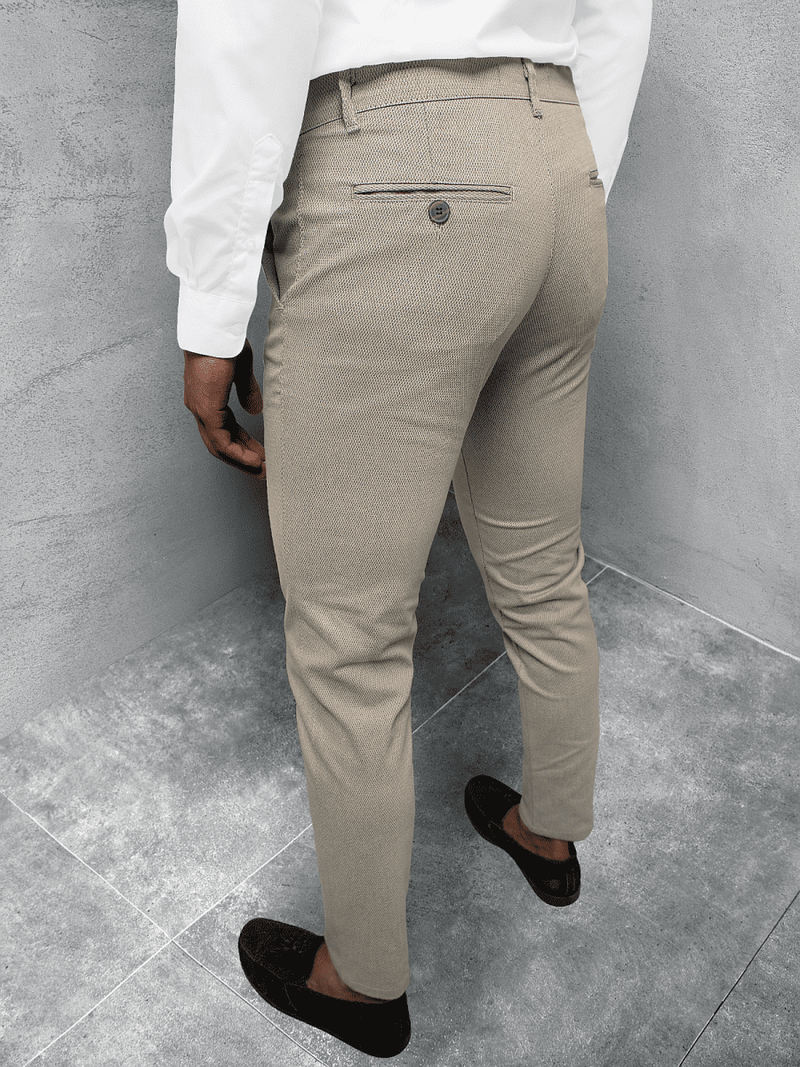 Spodnie męskie chino materiałowe beżowe OZONEE DJ/55600S