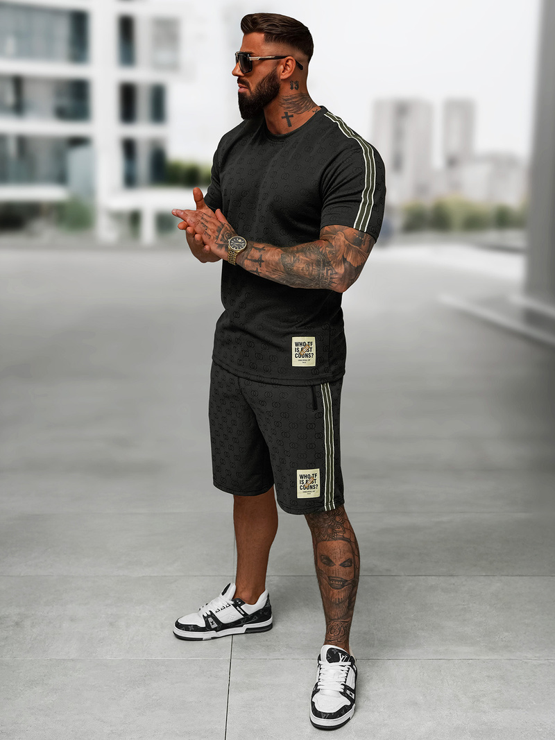 Komplet dresowy męski krótki czarny OZONEE O/QQ1608AB