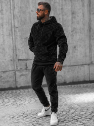 Komplet dresowy męski welurowy czarny OZONEE O/3A81