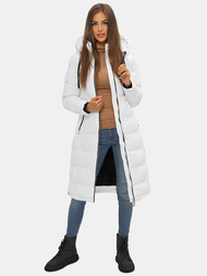 Kurtka damska długa pikowana biała OZONEE JS/M736/281Z