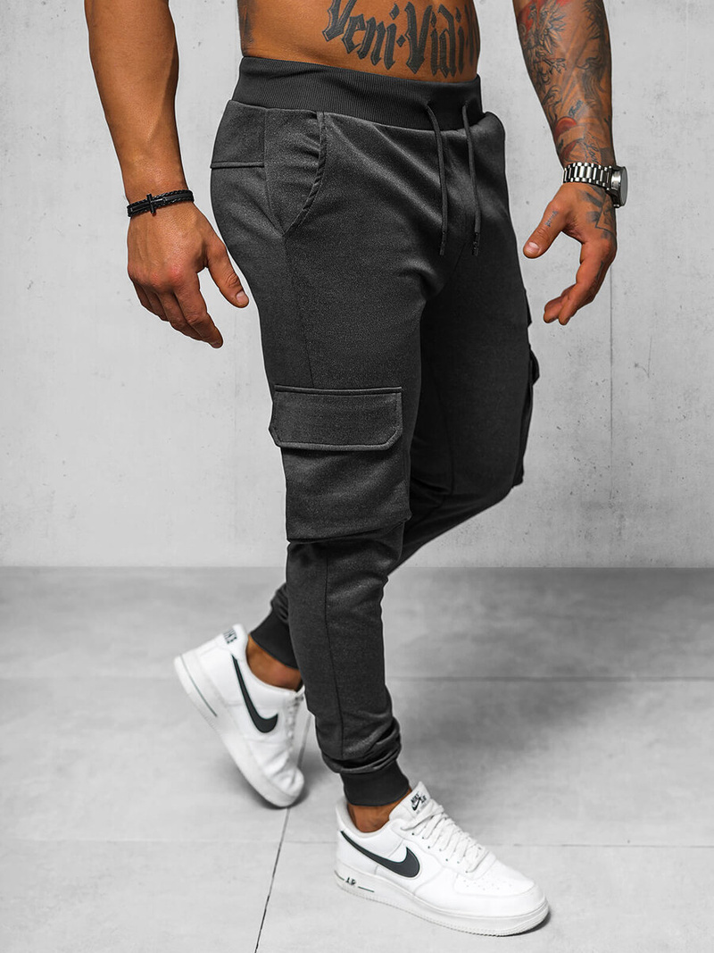 Spodnie dresowe męskie czarne OZONEE O/MM230001