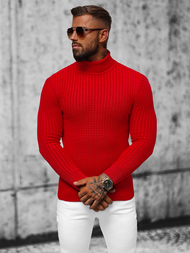 Sweter męski golf czerwony OZONEE L/1539Z