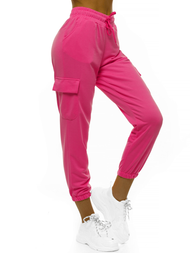 Spodnie dresowe damskie różowo-neonowe OZONEE O/MB2001/21