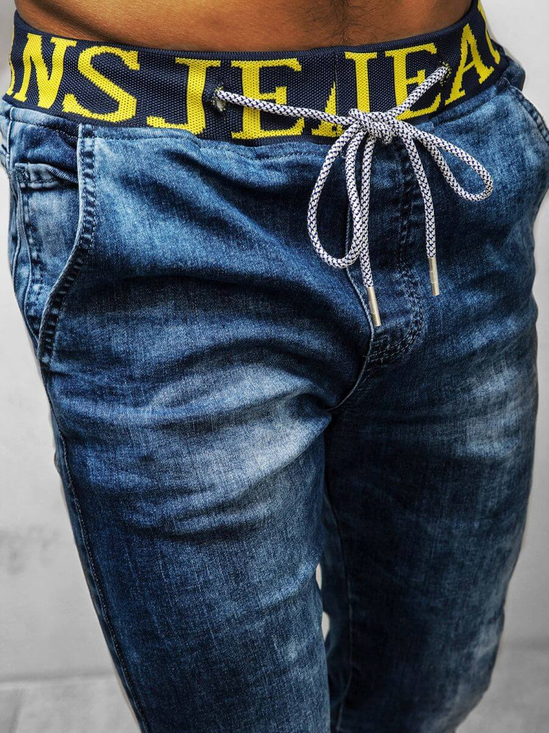 Spodnie jeansowe joggery męskie niebieskie OZONEE DR/TF113