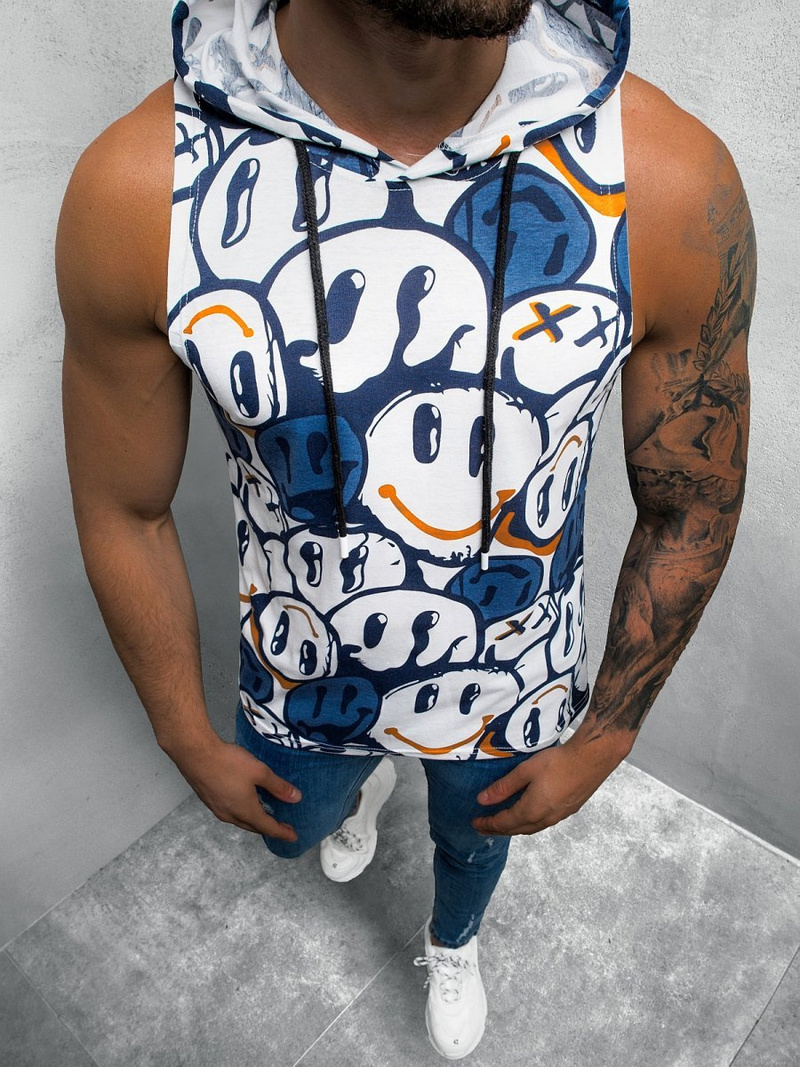 Майка чоловіча Бiло-Темно синiй OZONEE O/BL302Z