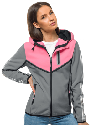 Kurtka softshell damska z kapturem szara OZONEE JS/KSW6006