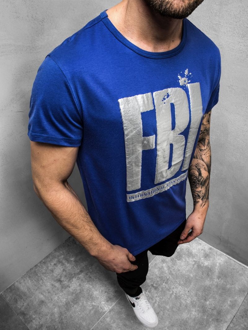 T-Shirt męski niebieski OZONEE JS/SS100730Z