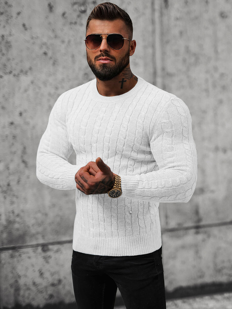 Sweter męski biały OZONEE NB/MM6021/1Z
