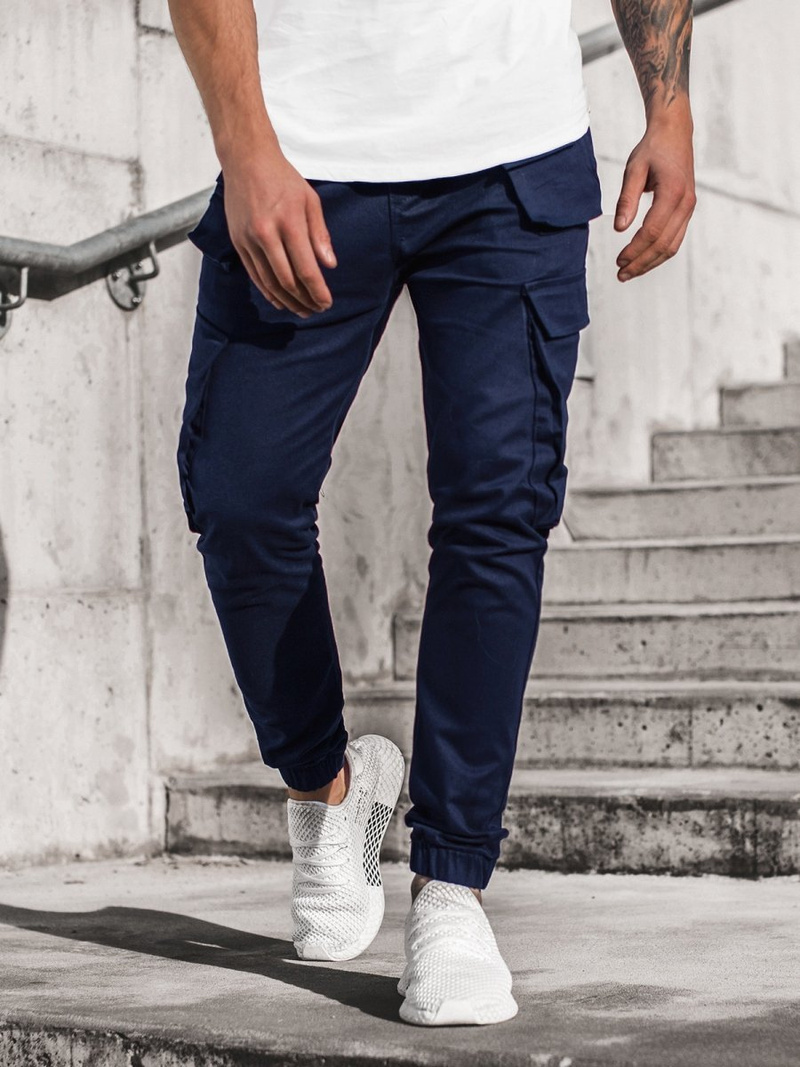 Spodnie męskie chino joggery granatowe OZONEE G/2788