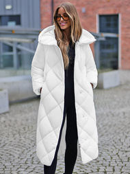 Kurtka zimowa damska długa pikowana biała OZONEE JS/5M3173/281Z