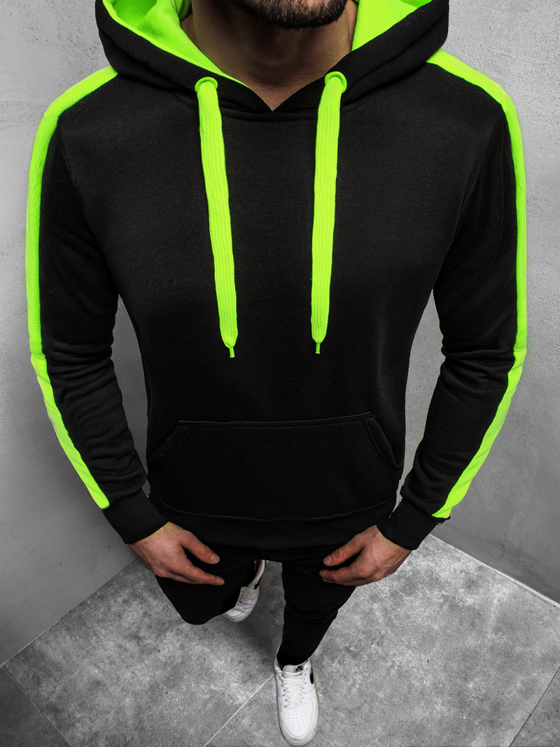 Толстовка з капюшоном чоловіча чорно-салатова OZONEE JS/2012Z