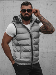 Kamizelka męska pikowana z kapturem szara OZONEE N/7129Z