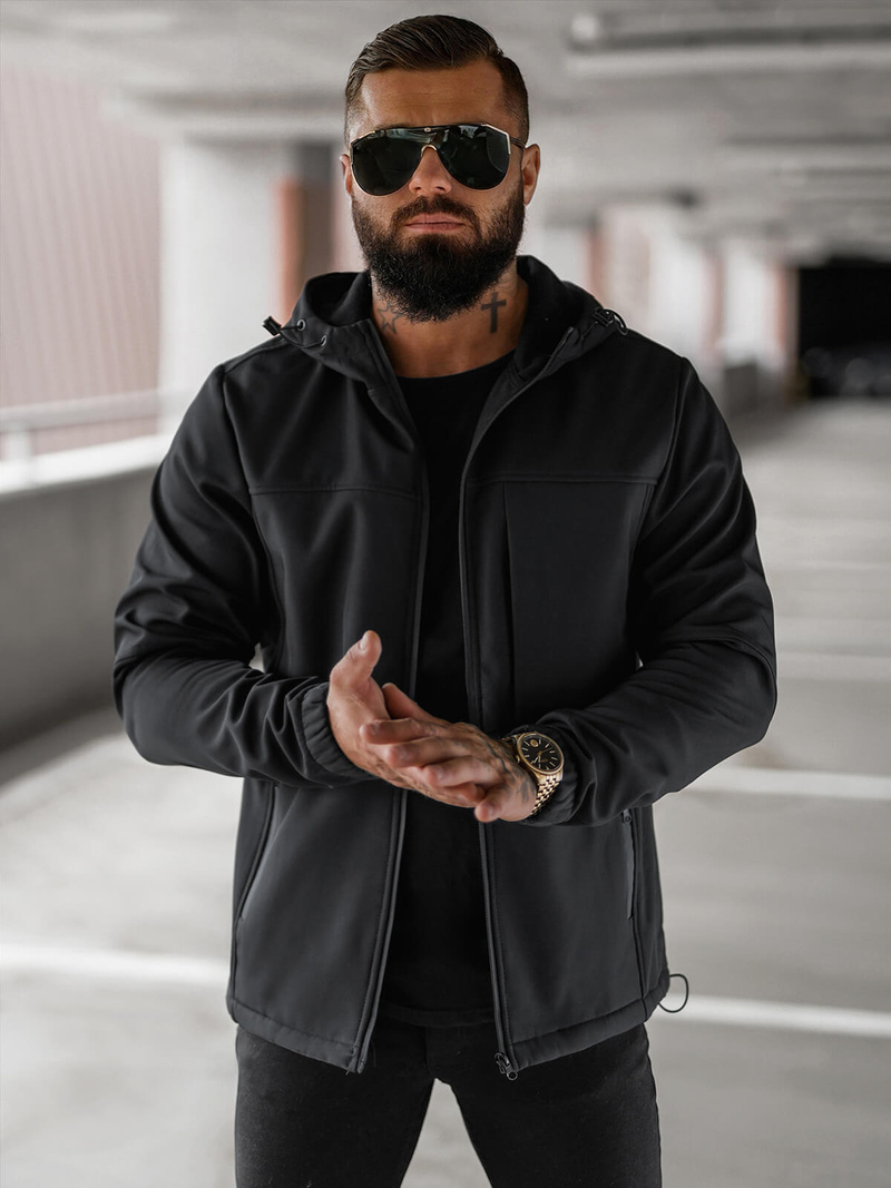 Куртка софтшелл чоловіча чорна OZONEE JS/27B6523/3Z