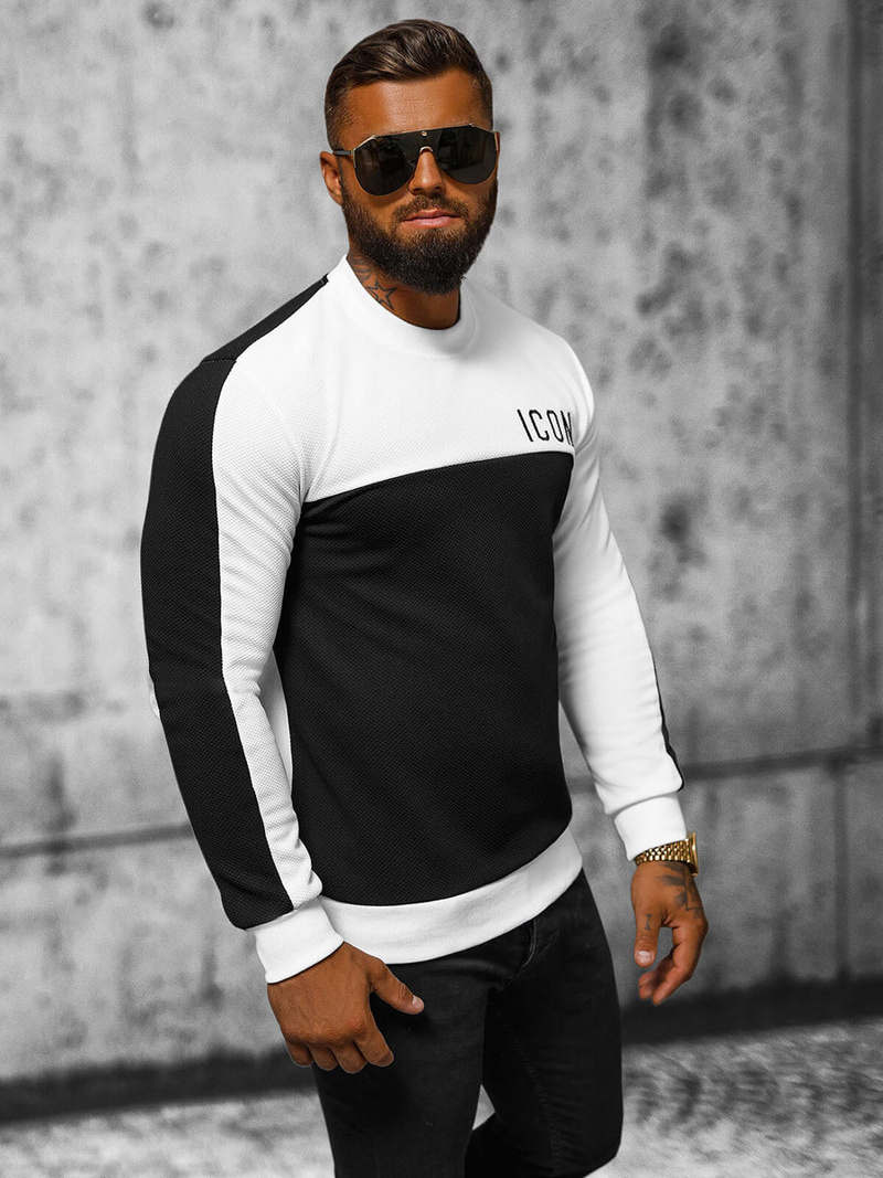 Bluza męska biało-czarna OZONEE O/P2032