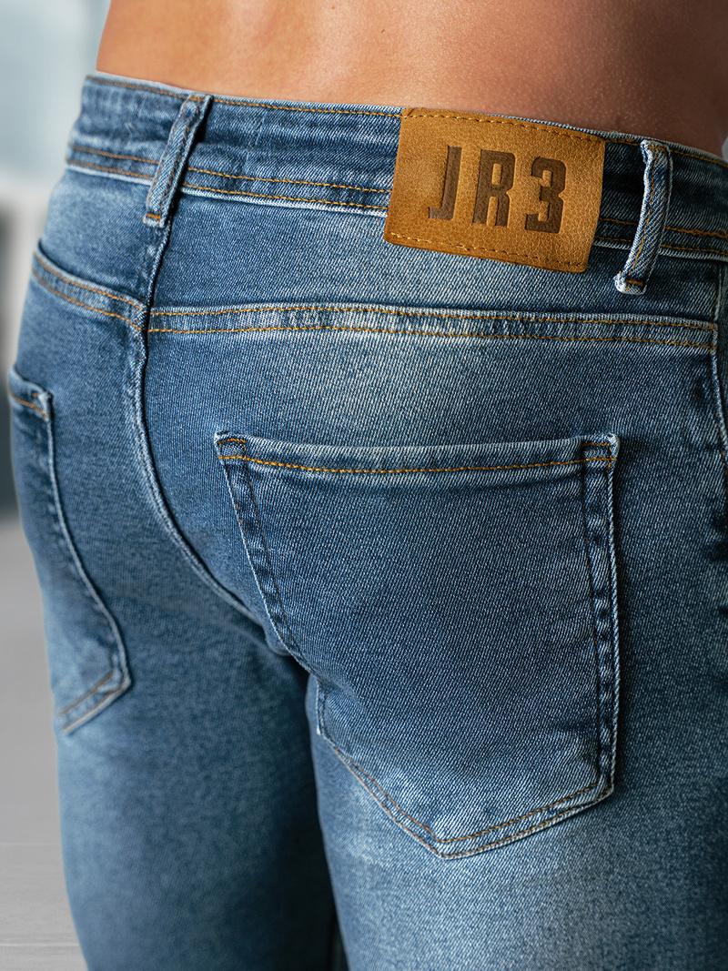 Spodnie jeansowe męskie slim fit niebieskie OZONEE O/0525