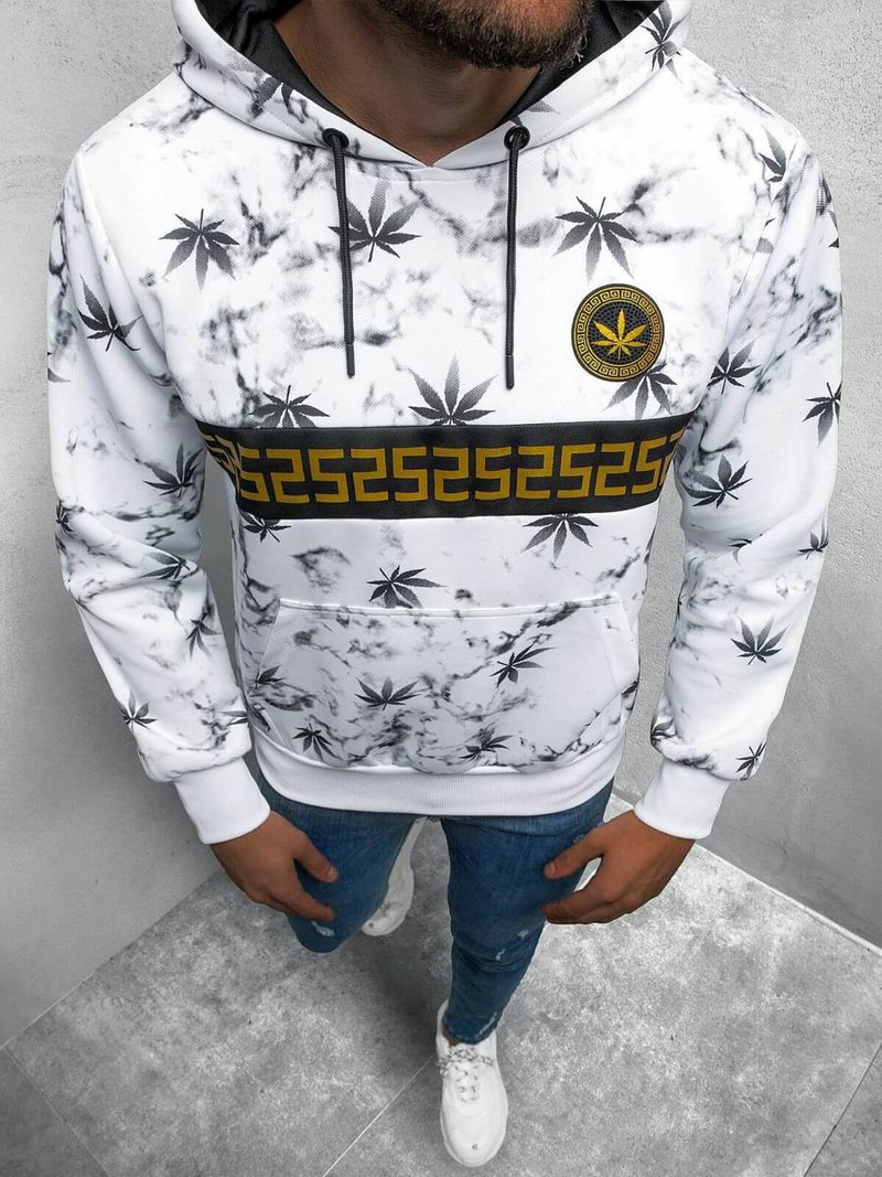 Bluza z kapturem męska biała OZONEE O/HM352